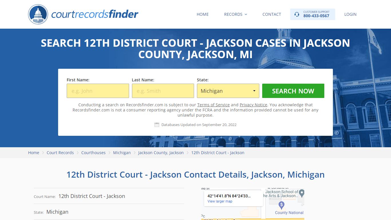 12th District Court - Jackson Case Search - RecordsFinder