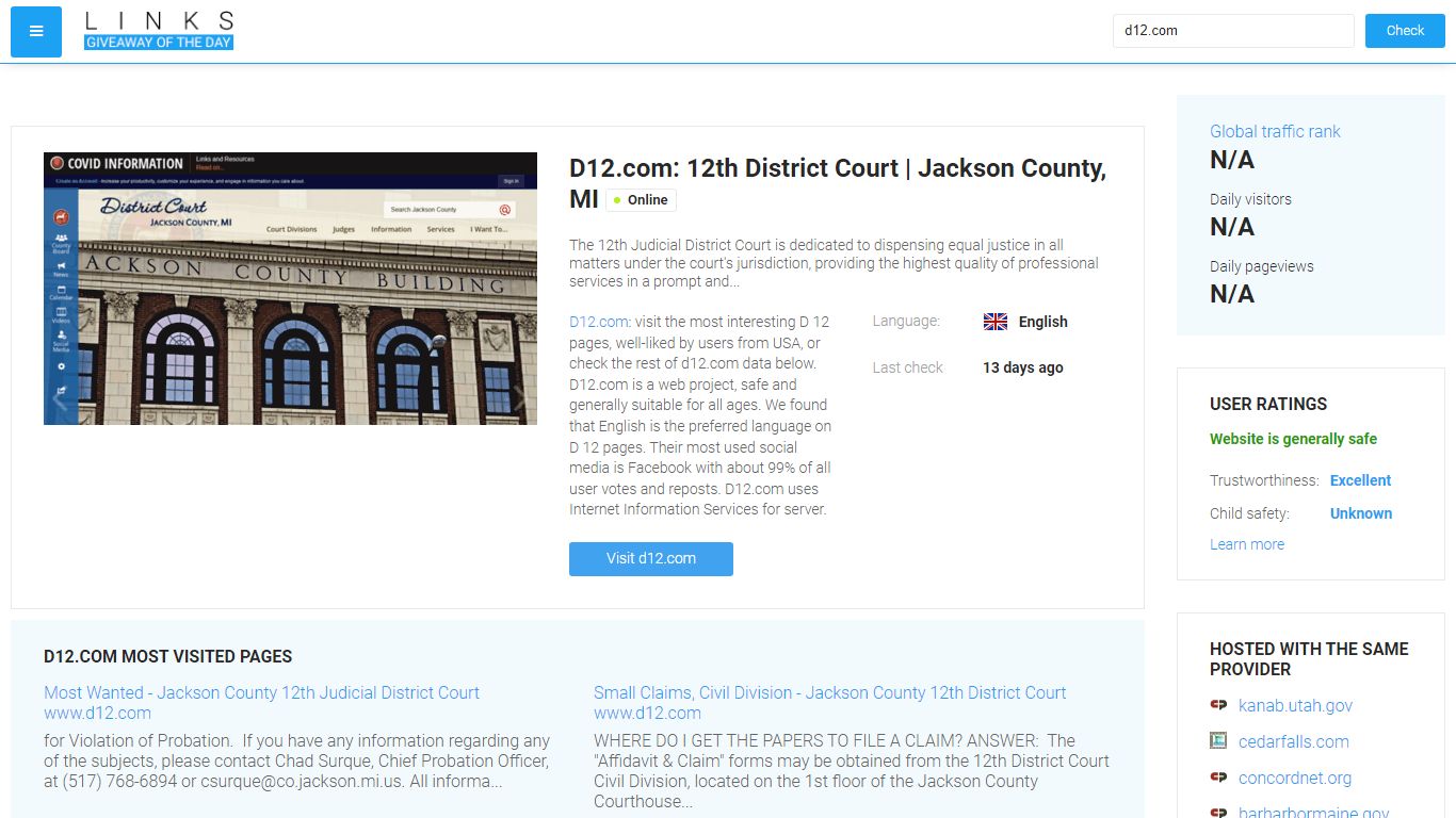 Visit D12.com - 12th District Court | Jackson County, MI.